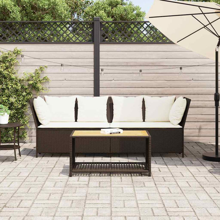 Garden Sofa With Cushions Brown Poly Rattan Aobaoxt