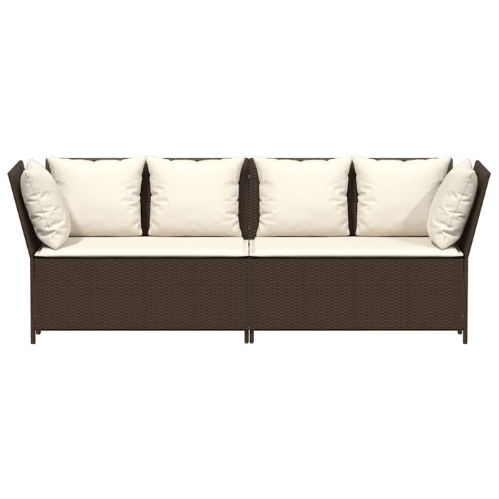 Garden Sofa With Cushions Brown Poly Rattan Aobaoxt