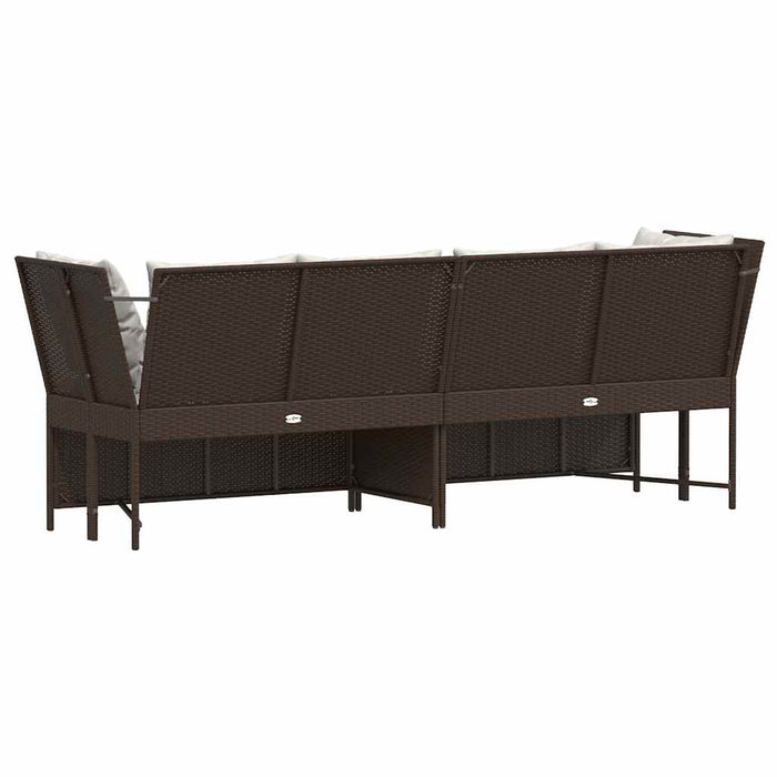 Garden Sofa With Cushions Brown Poly Rattan Aobaoxt