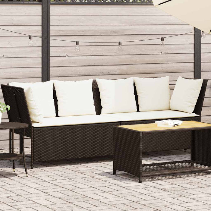Garden Sofa With Cushions Brown Poly Rattan Aobaoxt