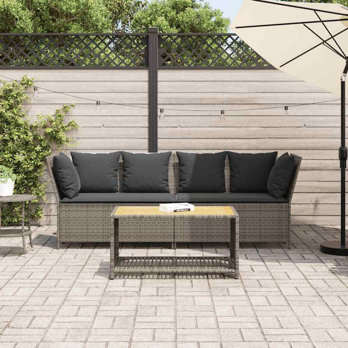 Garden Sofa With Cushions Grey Poly Rattan Aobaoxa
