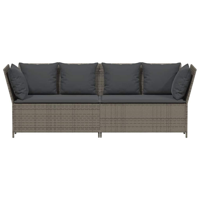Garden Sofa With Cushions Grey Poly Rattan Aobaoxa