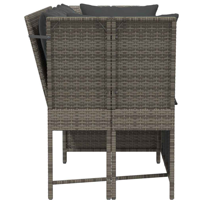 Garden Sofa With Cushions Grey Poly Rattan Aobaoxa