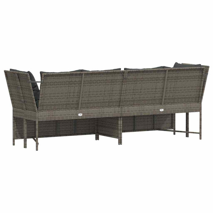Garden Sofa With Cushions Grey Poly Rattan Aobaoxa