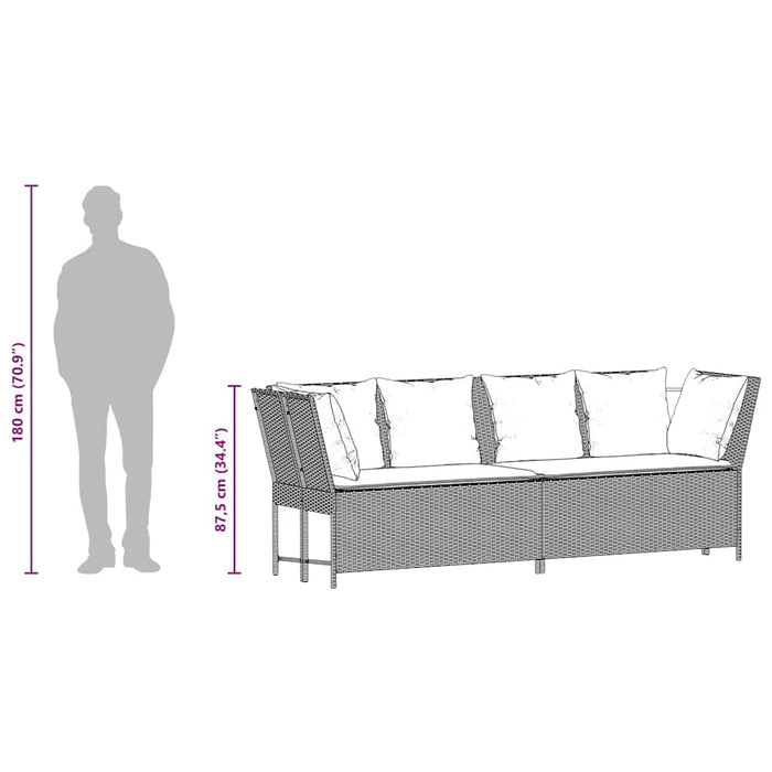 Garden Sofa With Cushions Grey Poly Rattan Aobaoxa