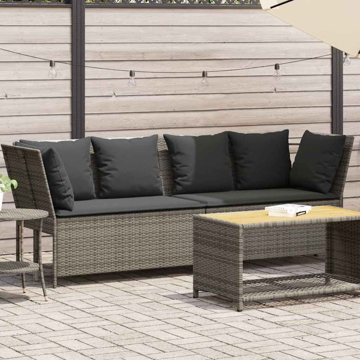 Garden Sofa With Cushions Grey Poly Rattan Aobaoxa