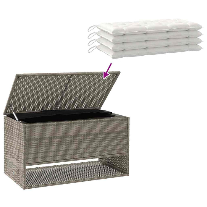 Outdoor Cushion Box Grey 100X55X55.5 Cm Poly Rattan Aobaoat