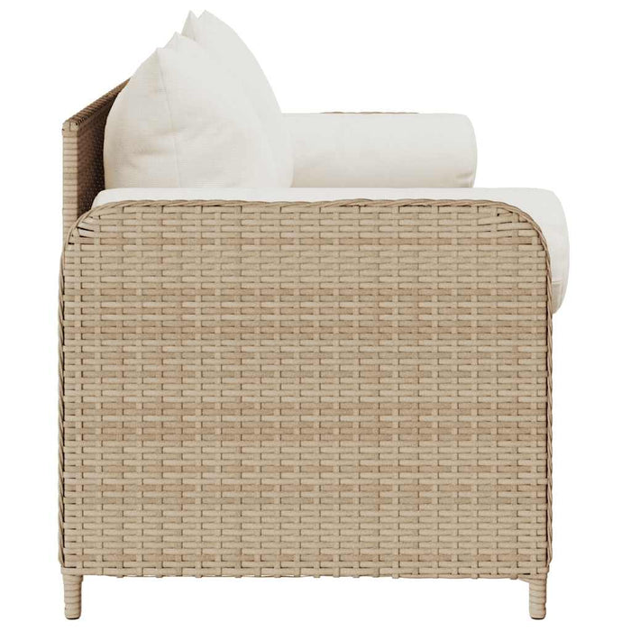 Garden Sofa With Cushions 3-Seater Beige Poly Rattan Aobaoil