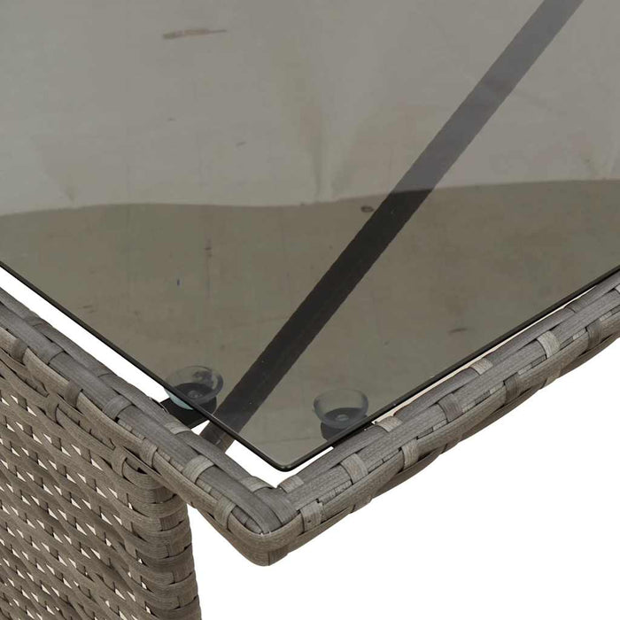 3 Piece Garden Dining Set With Cushions Grey Poly Rattan Aobaont