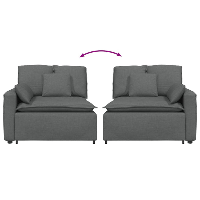 Modular Sofa Armrest End Module With Cushions Dark Grey 100 Cm Aobatnn