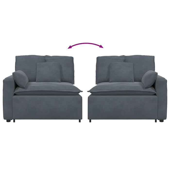 Modular Sofa Armrest End Module With Cushions Dark Grey 100 Cm Aobaabb