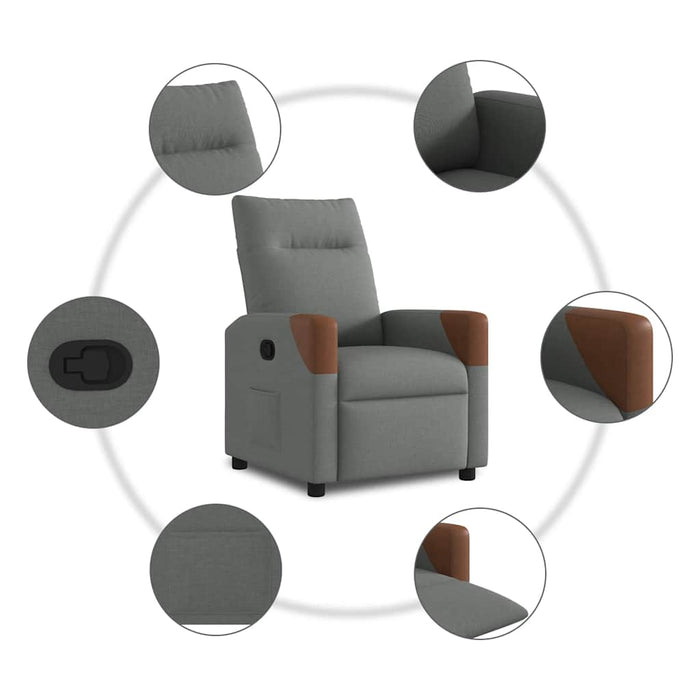 Recliner Chair Dark Grey Fabric Aobanob