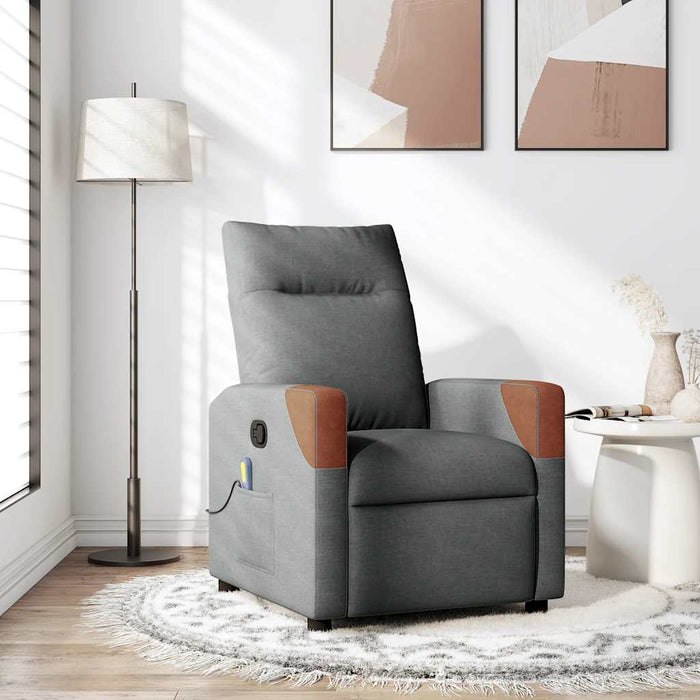 Massage Recliner Chair Dark Grey Fabric Aobanon