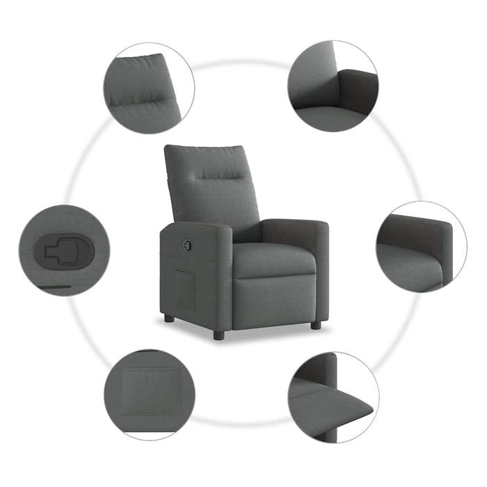 Recliner Chair Dark Grey Fabric Aobanxl