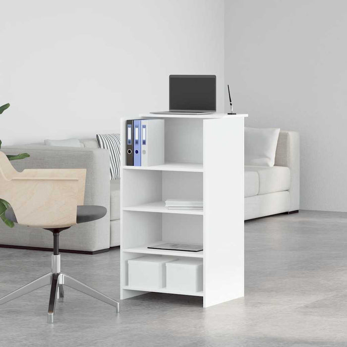 Reception Desk White 55X50X103.5 Cm Engineered Wood Npkbop