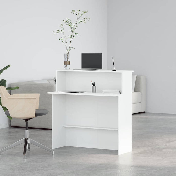 Reception Desk White 100X50X103.5 Cm Engineered Wood Npkbxa