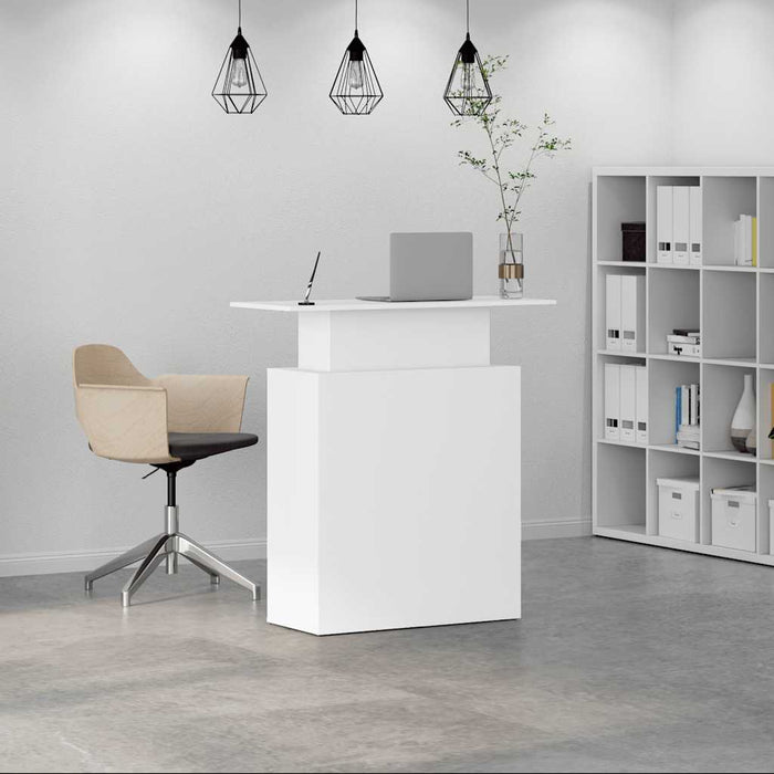 Reception Desk White 100X40X104 Cm Engineered Wood Npkbpo