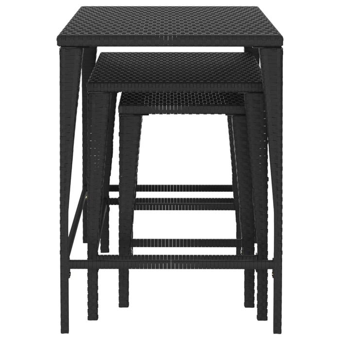 Garden Nesting Tables 3 Pcs Black Poly Rattan Ttxanxk