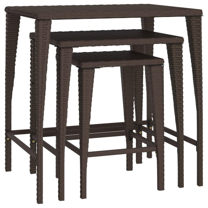 Garden Nesting Tables 3 Pcs Brown Poly Rattan Ttxantb
