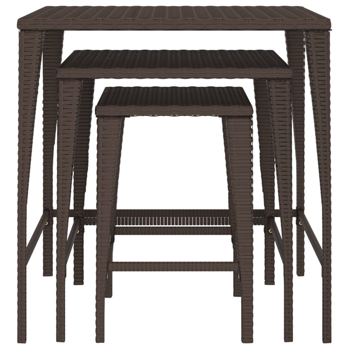 Garden Nesting Tables 3 Pcs Brown Poly Rattan Ttxantb