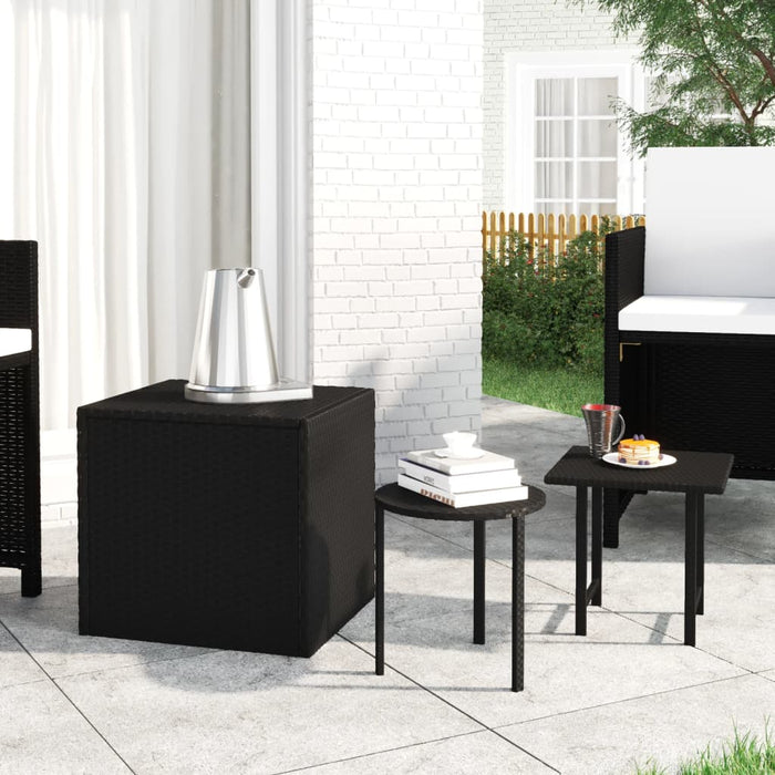 Garden Side Tables 3 Pcs Black Poly Rattan Ttxanto