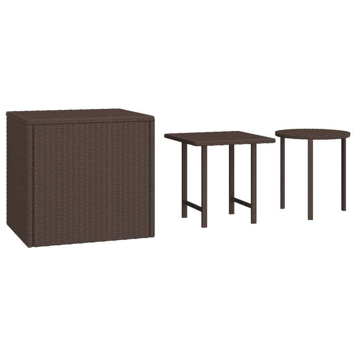 Garden Side Tables 3 Pcs Brown Poly Rattan Ttxantx