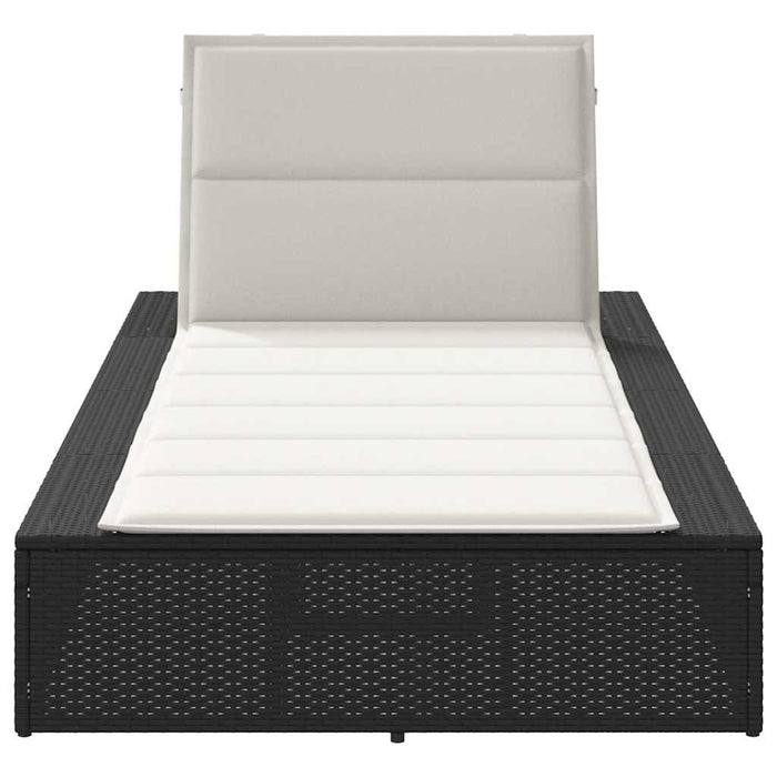 Sunbed With Floating Cushion Black Poly Rattan Aobaxbx