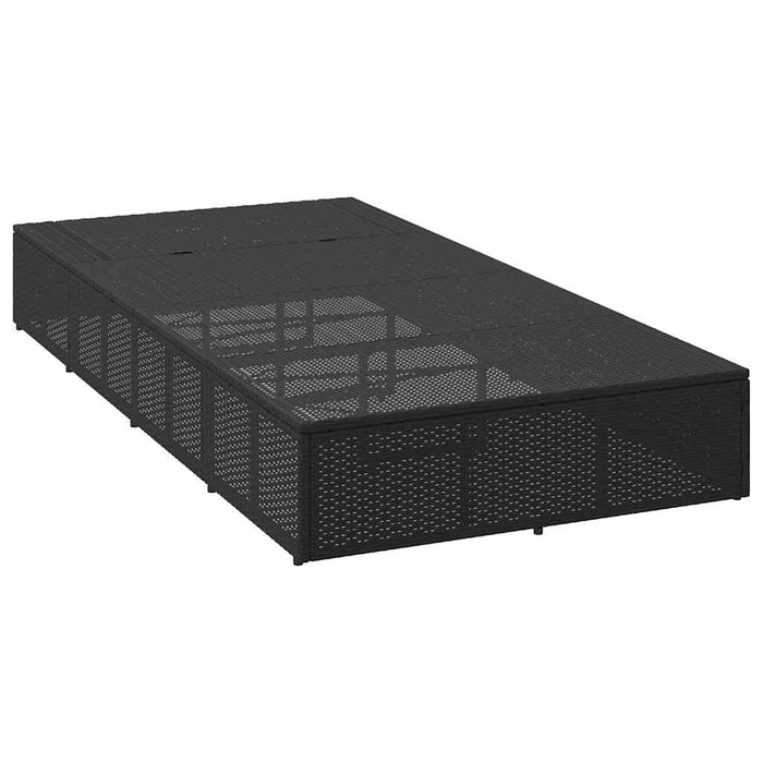 Sunbed With Floating Cushion Black Poly Rattan Aobaxbx