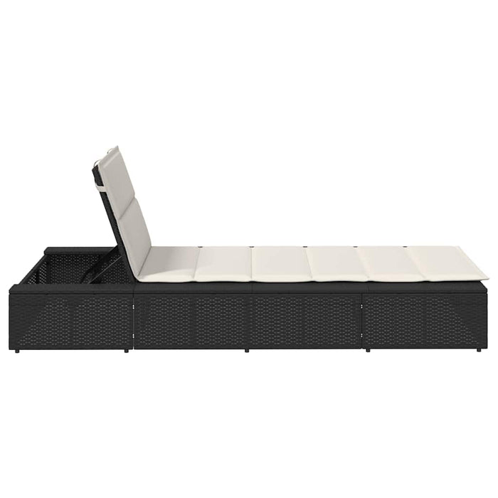 Sunbed With Floating Cushion Black Poly Rattan Aobaxbx