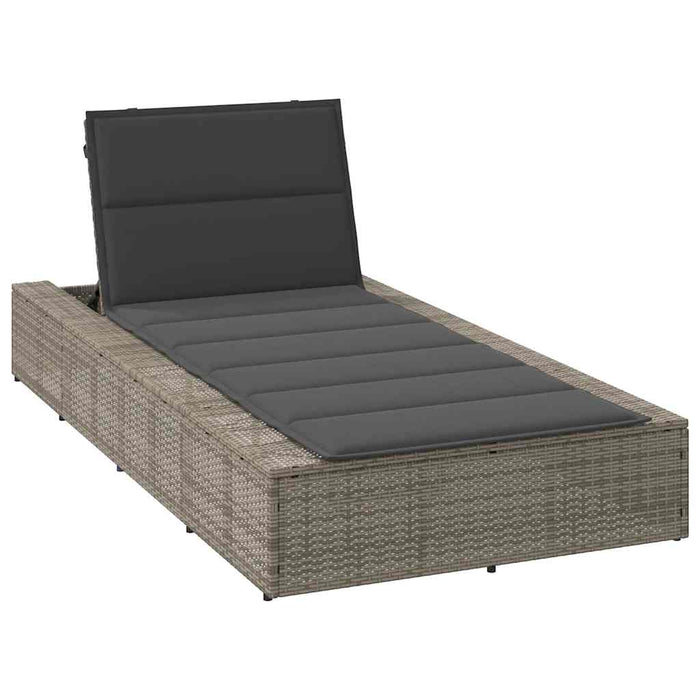 Sunbed With Floating Cushion Grey Poly Rattan Aobaxba