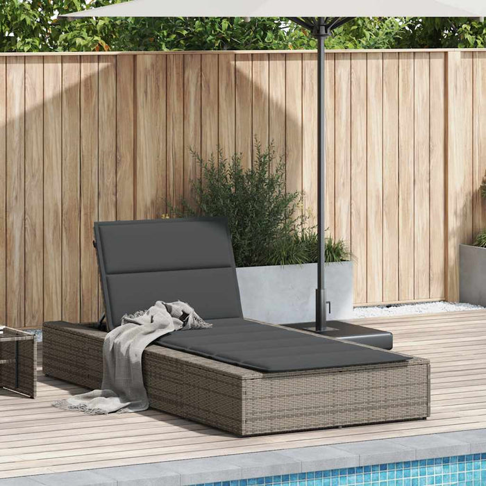 Sunbed With Floating Cushion Grey Poly Rattan Aobaxba