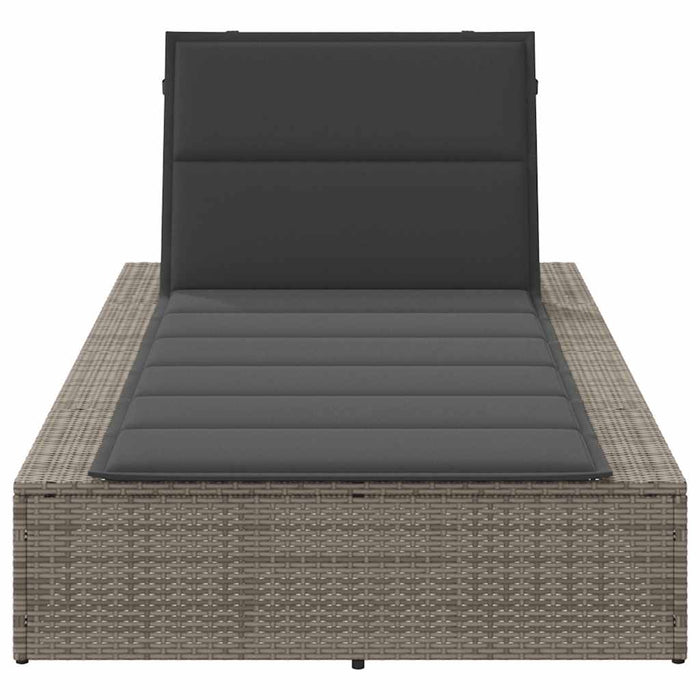 Sunbed With Floating Cushion Grey Poly Rattan Aobaxba