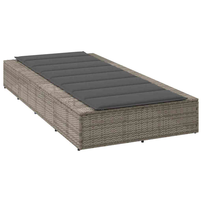 Sunbed With Floating Cushion Grey Poly Rattan Aobaxba