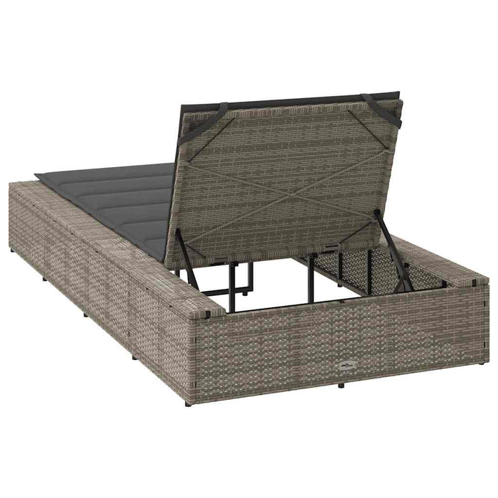 Sunbed With Floating Cushion Grey Poly Rattan Aobaxba