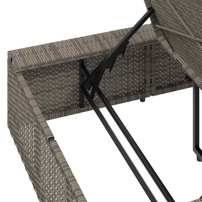 Sunbed With Floating Cushion Grey Poly Rattan Aobaxba