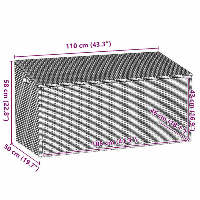 Garden Storage Box Black 110X50X58 Cm Poly Rattan Aobablk