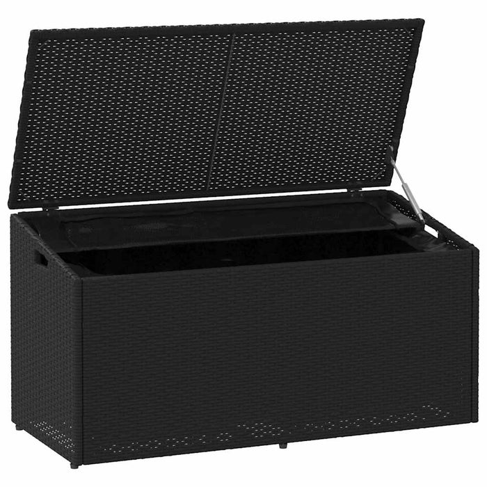 Garden Storage Box Black 110X50X58 Cm Poly Rattan Aobablk