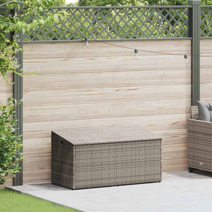 Garden Storage Box Grey 110X50X58 Cm Poly Rattan Aobabio