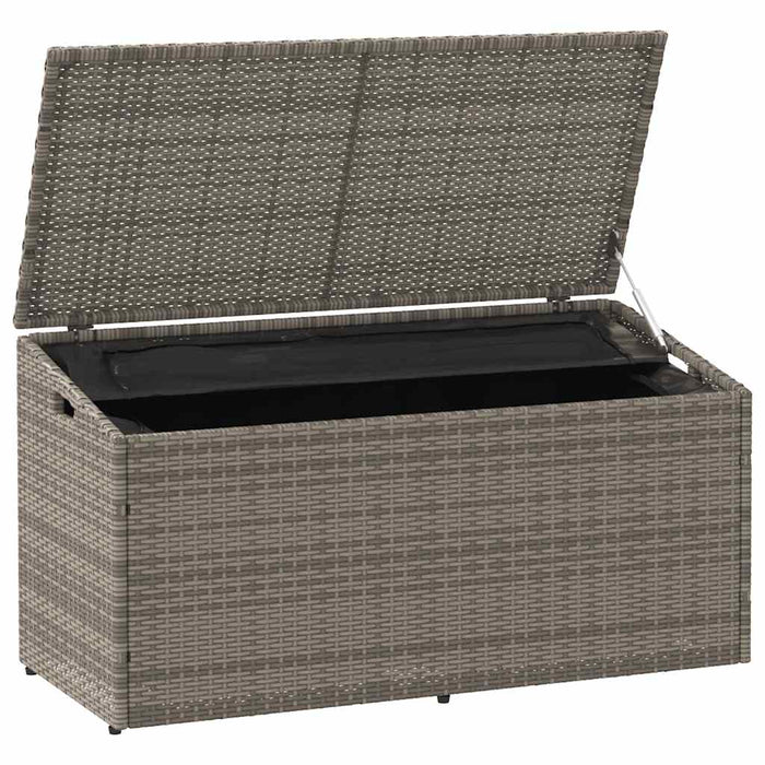 Garden Storage Box Grey 110X50X58 Cm Poly Rattan Aobabio