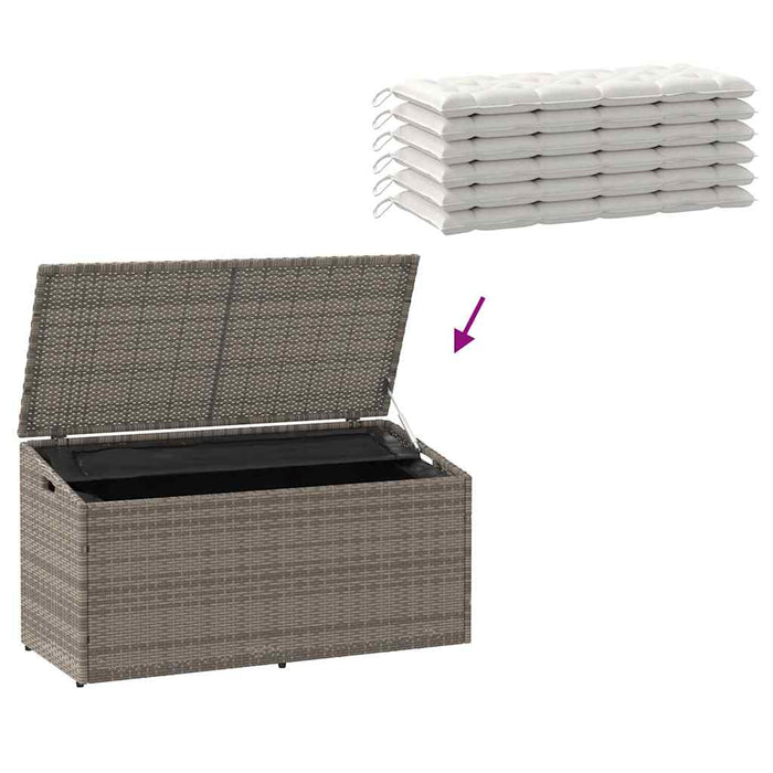 Garden Storage Box Grey 110X50X58 Cm Poly Rattan Aobabio