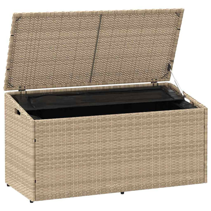 Garden Storage Box Beige 110X50X58 Cm Poly Rattan Aobabix