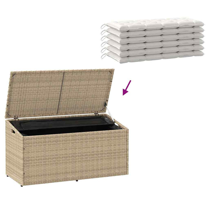 Garden Storage Box Beige 110X50X58 Cm Poly Rattan Aobabix