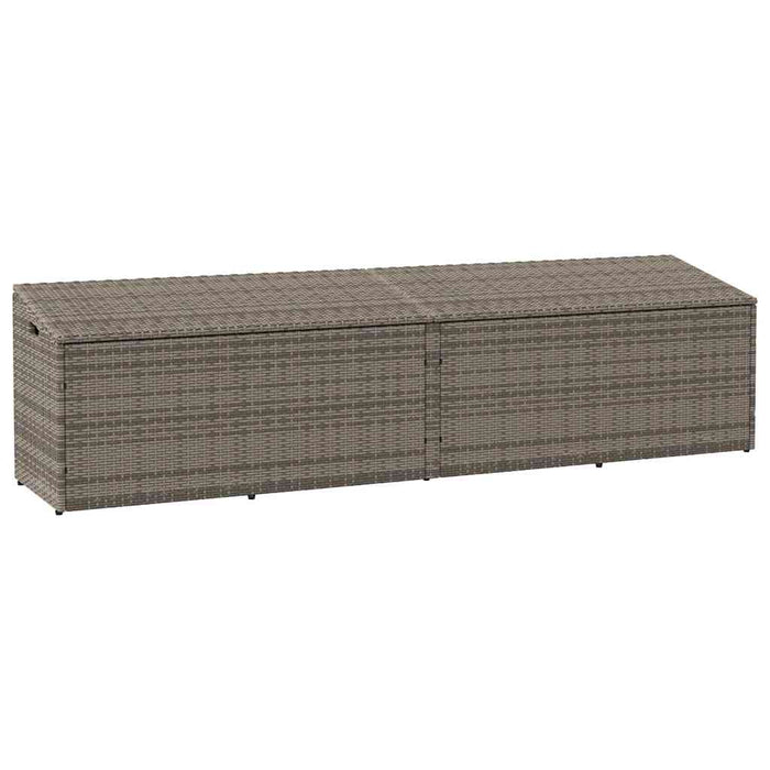 Garden Storage Box Grey 220X50X58 Cm Poly Rattan Aobabil