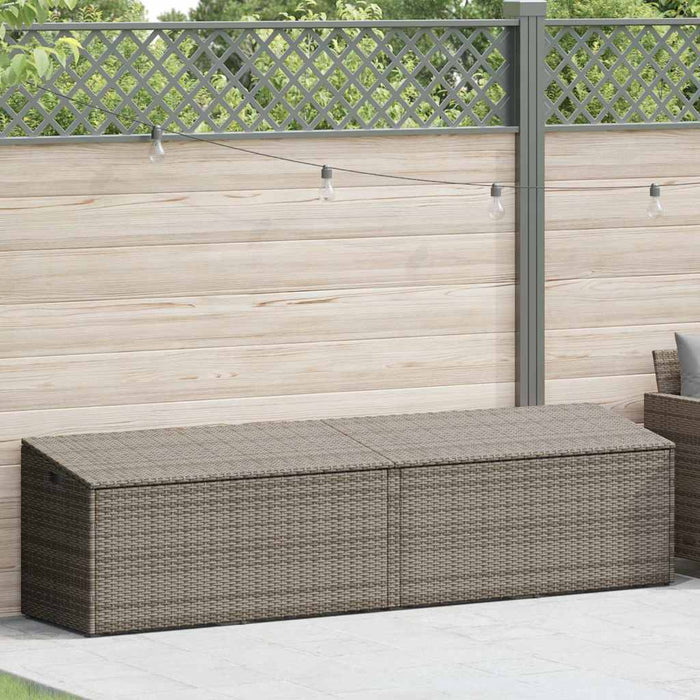 Garden Storage Box Grey 220X50X58 Cm Poly Rattan Aobabil