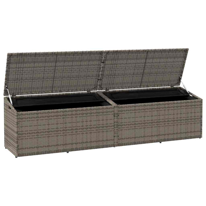 Garden Storage Box Grey 220X50X58 Cm Poly Rattan Aobabil