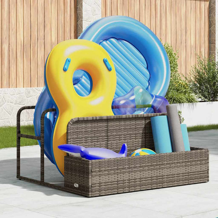 Poolside Float Storage Grey 110X100X57 Cm Poly Rattan Aobabkb