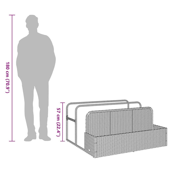Poolside Float Storage Grey 110X100X57 Cm Poly Rattan Aobabkb