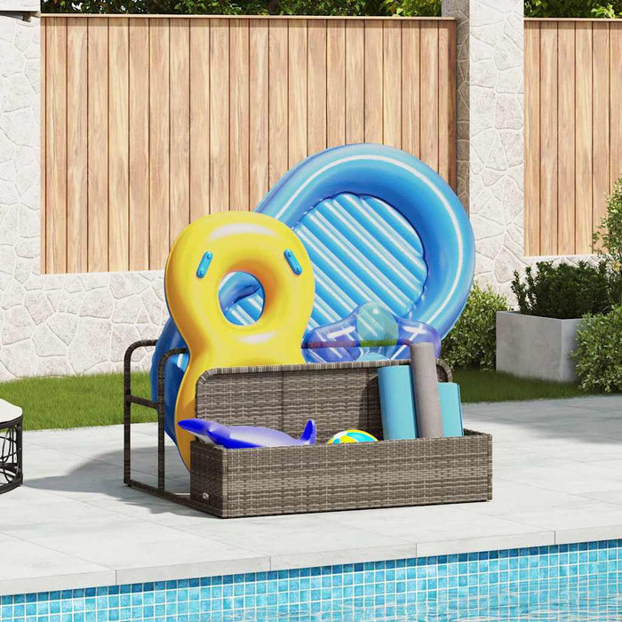 Poolside Float Storage Grey 110X100X57 Cm Poly Rattan Aobabkb
