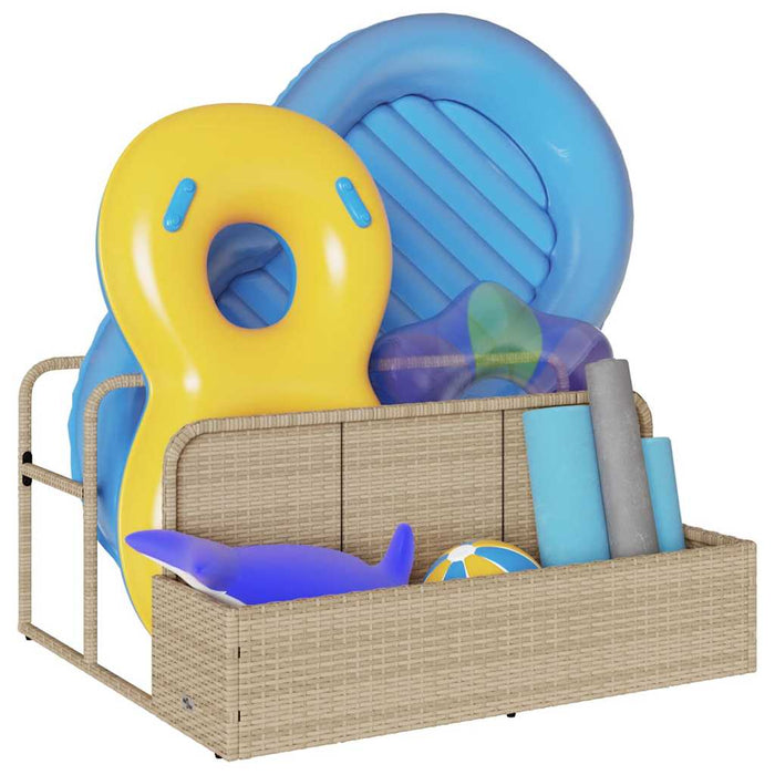 Poolside Float Storage Beige 110X100X57 Cm Poly Rattan Aobabko