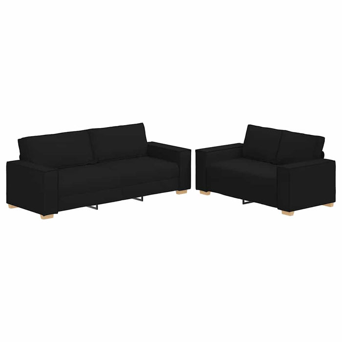 2 Piece Sofa Set With Cushions Black Fabric Ttxalkt